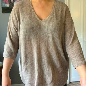 Eileen Fisher Tan Linen Top XL